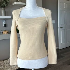 XS cream Anthropologie sweater. Good for work. Never worn